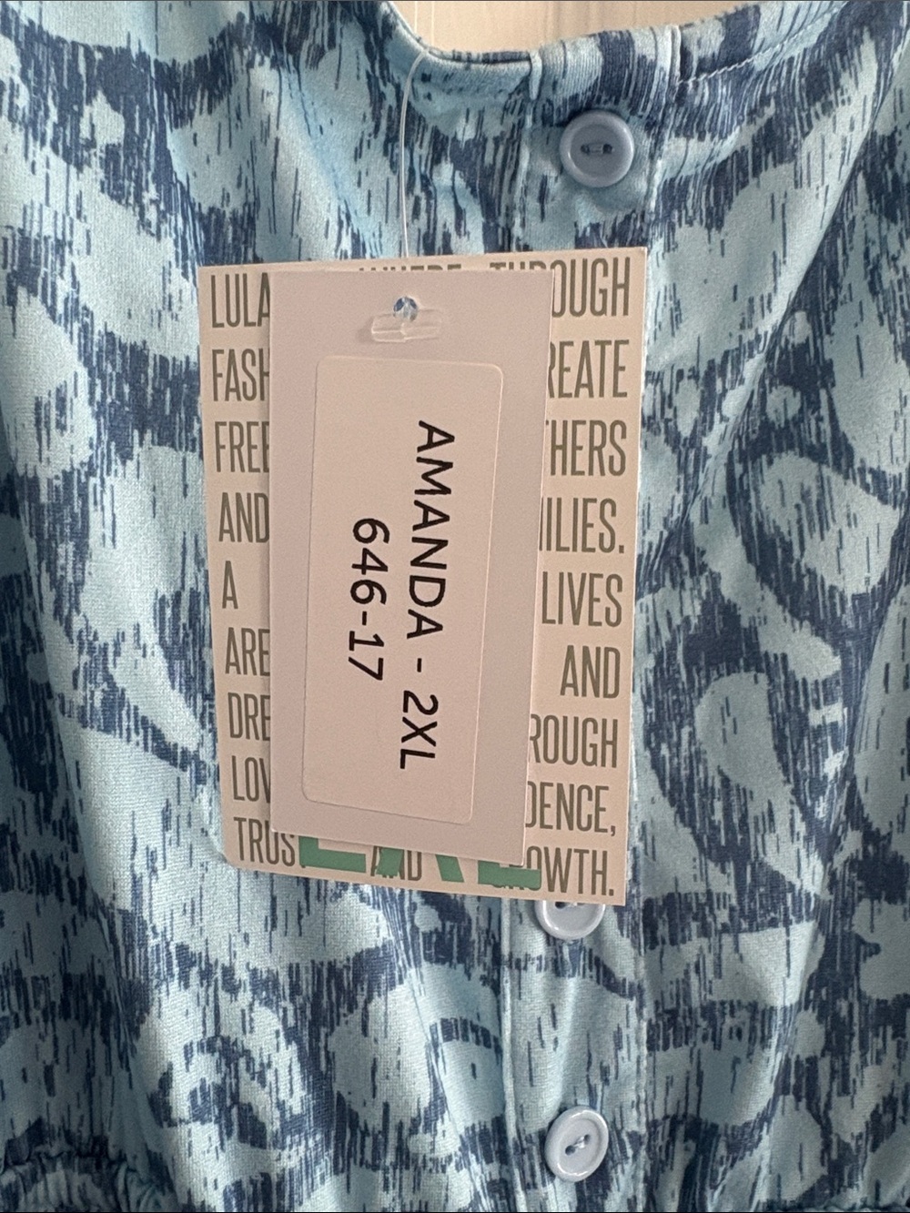 LuLuRoe Amanda Blue Printed Tiered stretchy soft Sundress Womens Plus Size 2XL - Picture 2 of 5